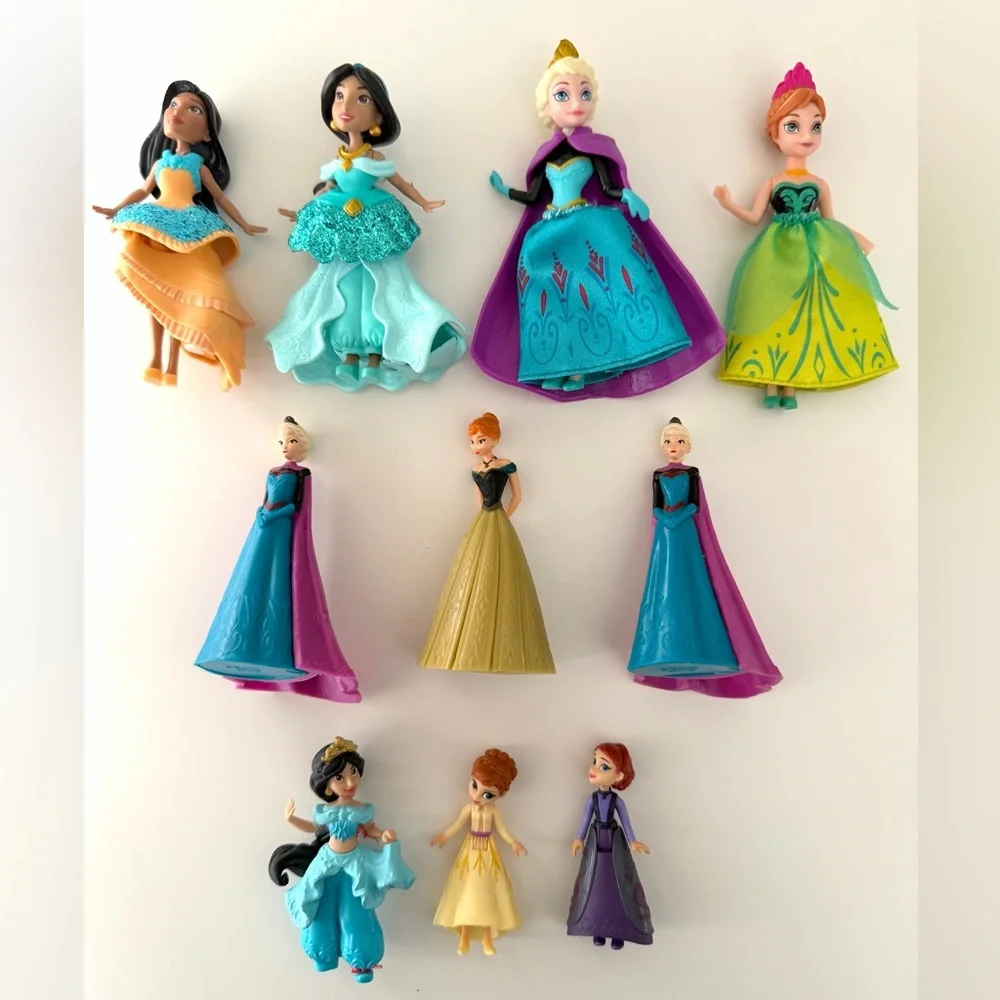 DISNEY Princess Frozen Anna, Elsa, Jasmine Pocahontas, Mini Doll Figure Lot